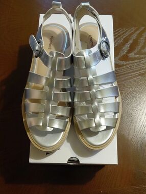 Sonoma Silver Woven Buckle Sandals,  New With Box.